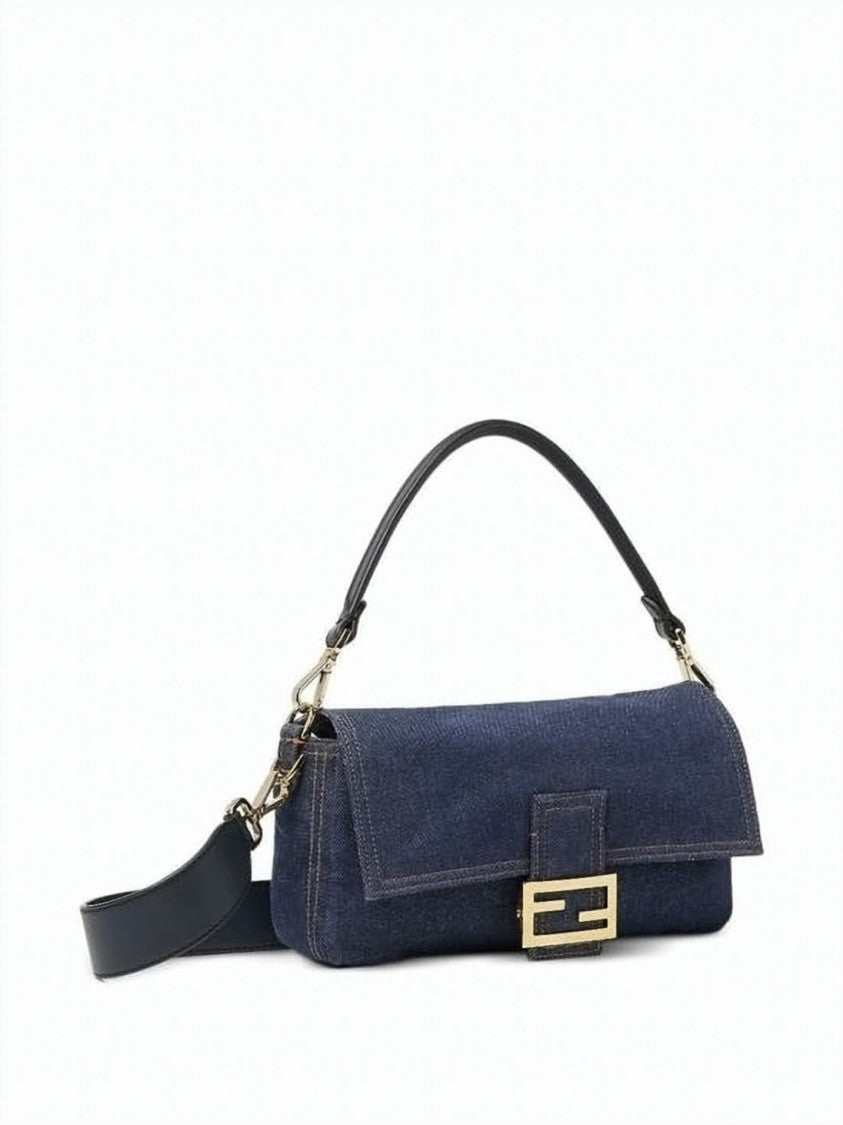 Fendi Calf Leather-Accented Fendi Shoulder Bag With Gold-Tone Closure
