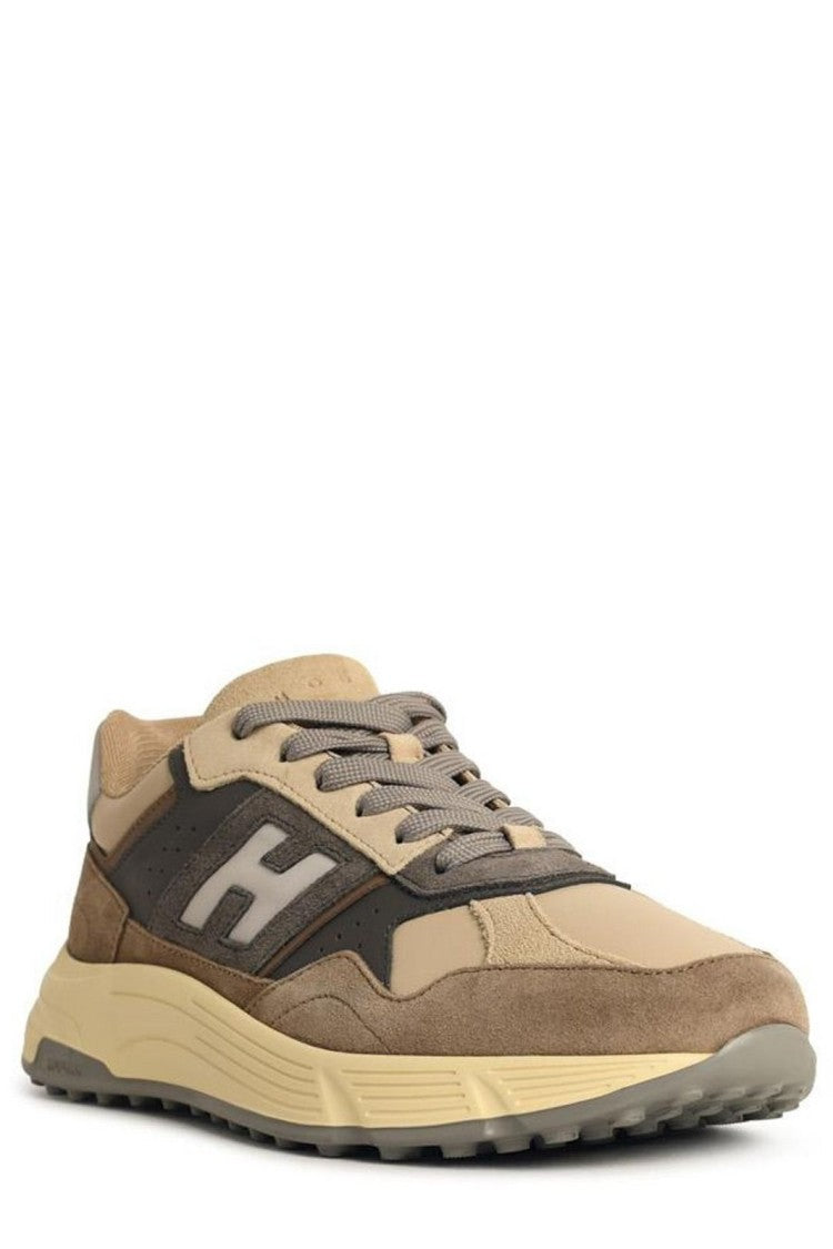 Hogan Layered Beige Sneakers With Prominent 'H' Logo