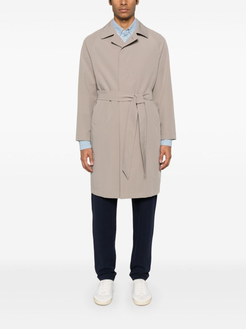 Tagliatore Minimalist Taupe Coat With Concealed Button Fastening