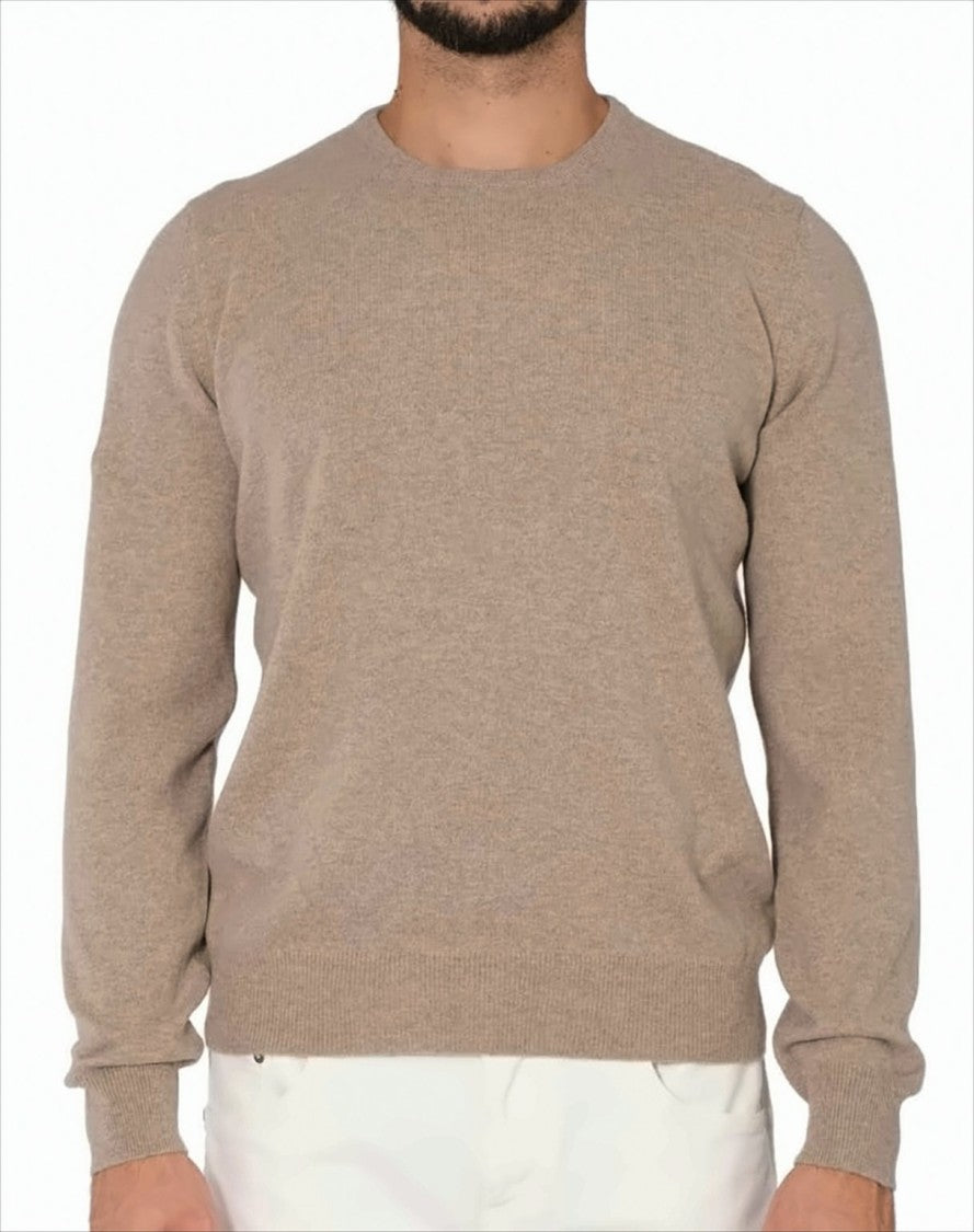 Gran Sasso Beige Crewneck Sweater With Ribbed Detailing
