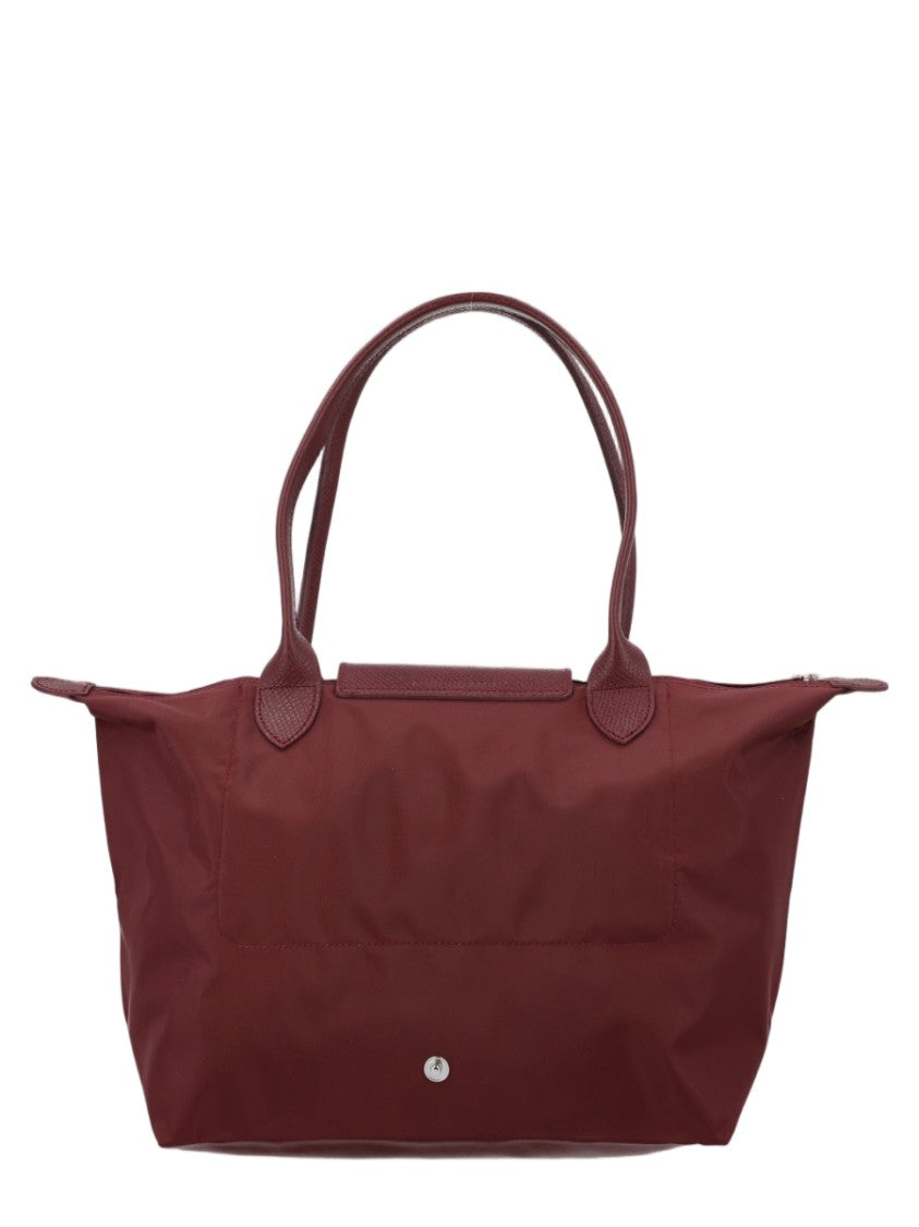 Longchamp Burgundy Medium Tote Bag With Dual Handles And Flap Closure