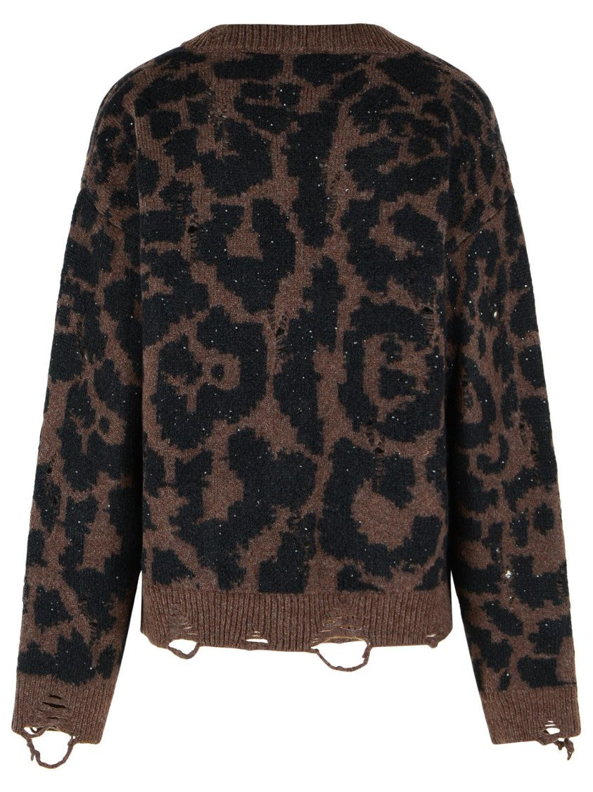 Laneus Leopard Jacquard' Cardigan