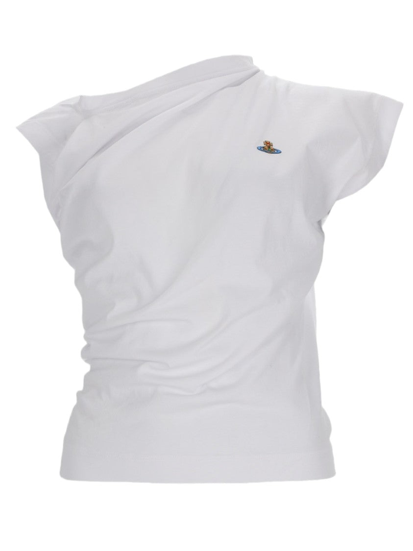 Vivienne Westwood Hebo Relaxed Fit White Logo Cotton Top