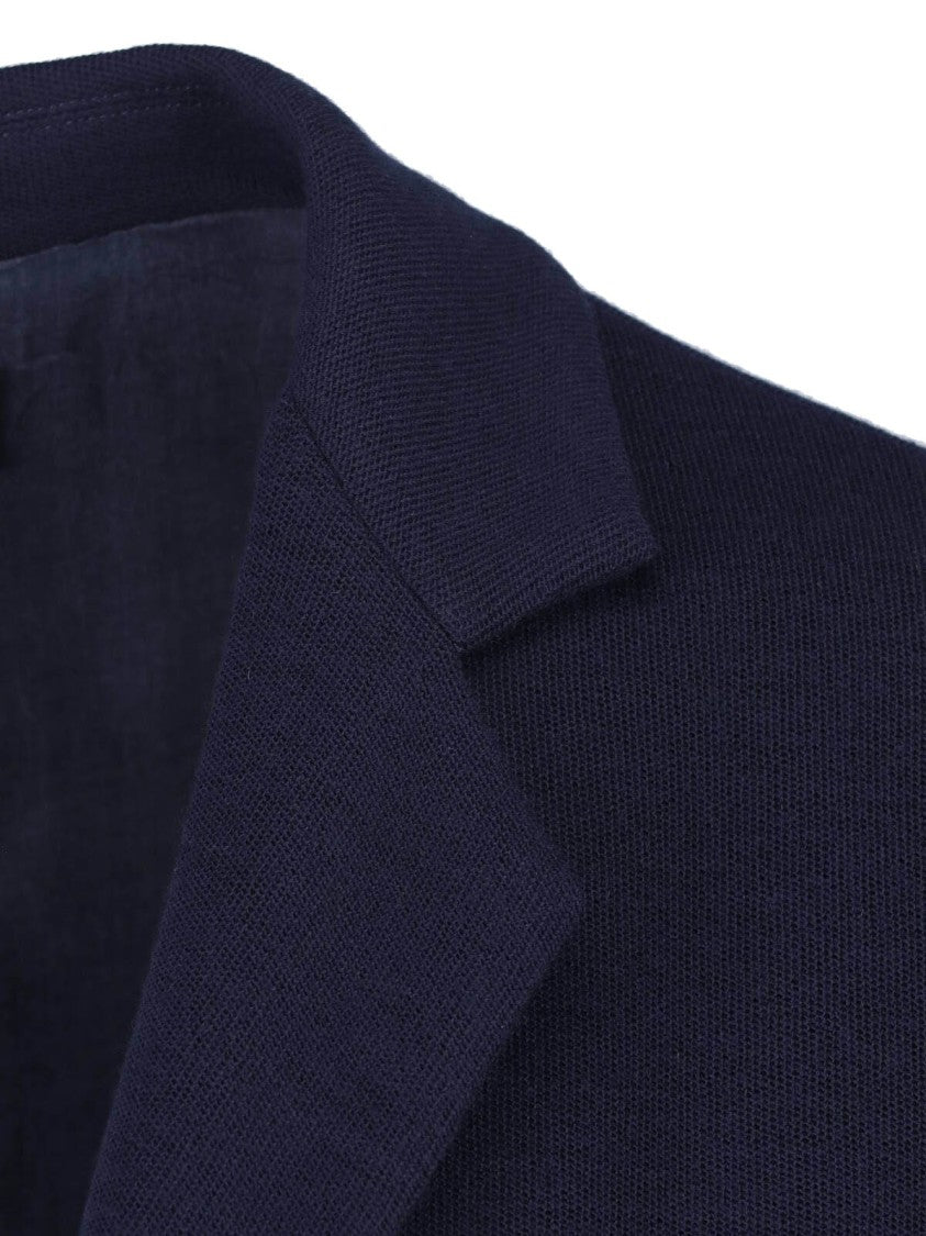 Giorgio Armani Blue Virgin Wool Single-Breasted Blazer