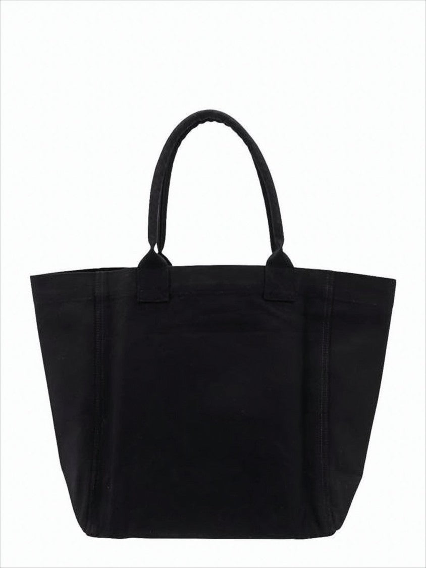 Isabel Marant Spacious Black Cotton Tote Bag With Embossed Logo