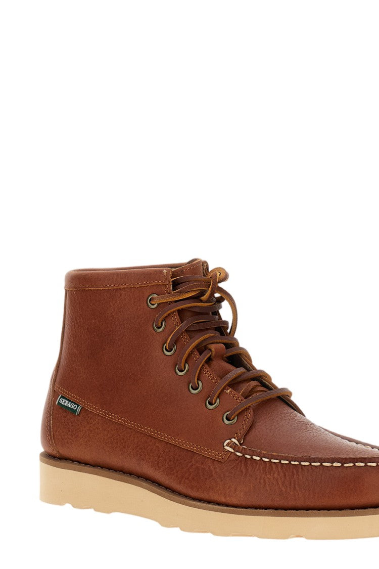 Sebago Tobacco Tala Mid Hammered Pull-Up Leather Ankle Boots