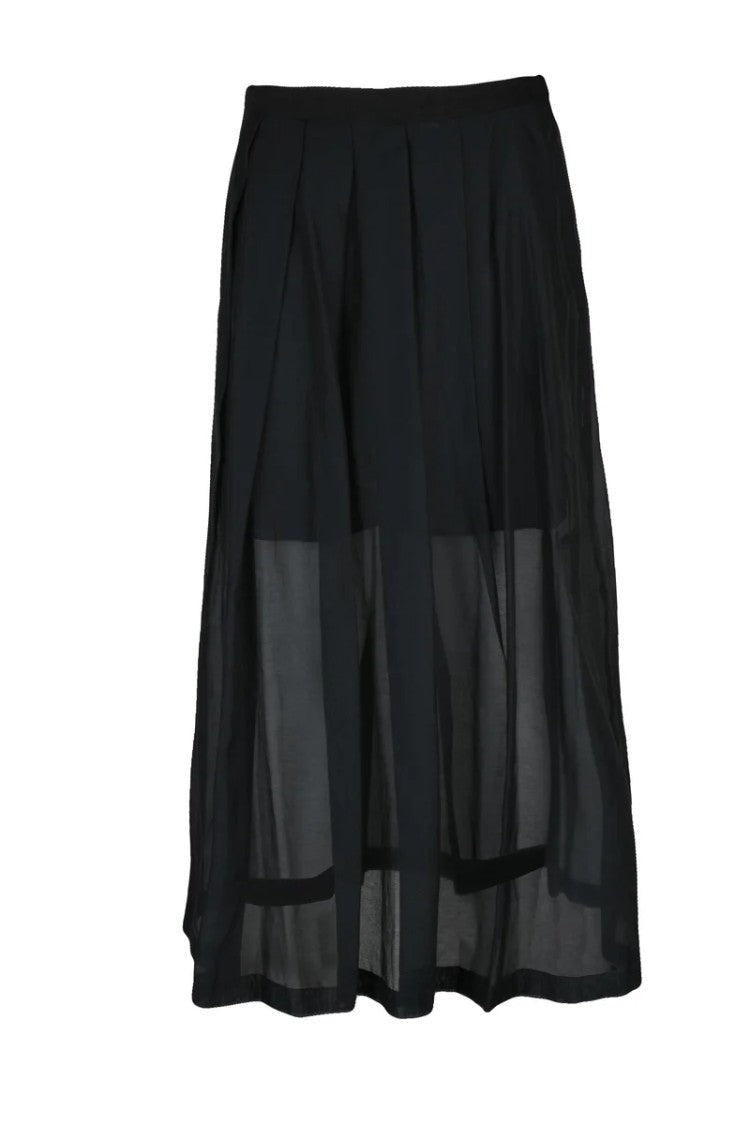 Marella Monochrome Black Cubano Cotton Silk Brushed Skirt