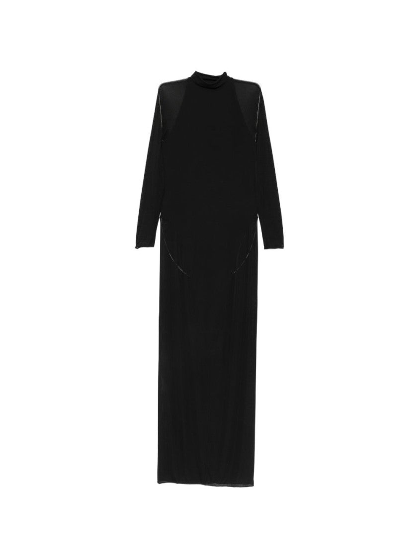 Alaïa Long Black Sheer Panel Maxi Dress
