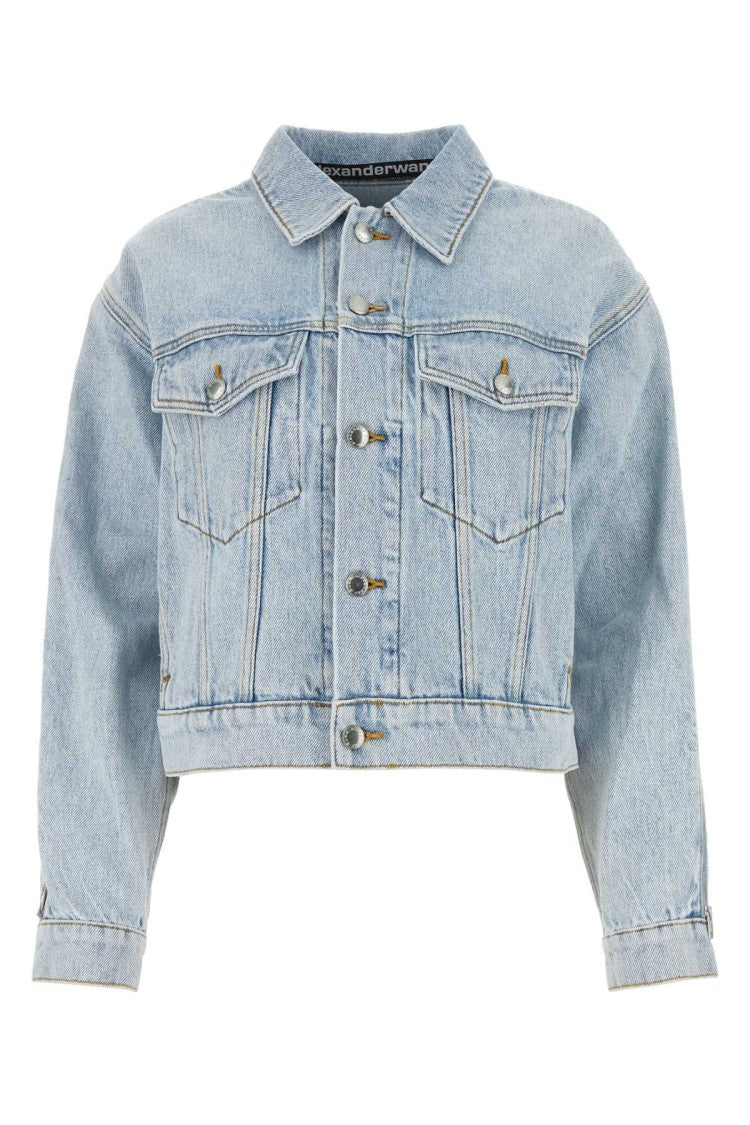 Alexander Wang Cropped Denim Jacket With Classic Collar