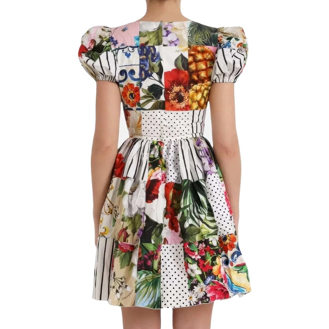 Dolce & Gabbana Patchwork Pattern Mini Dress With Flared Skirt