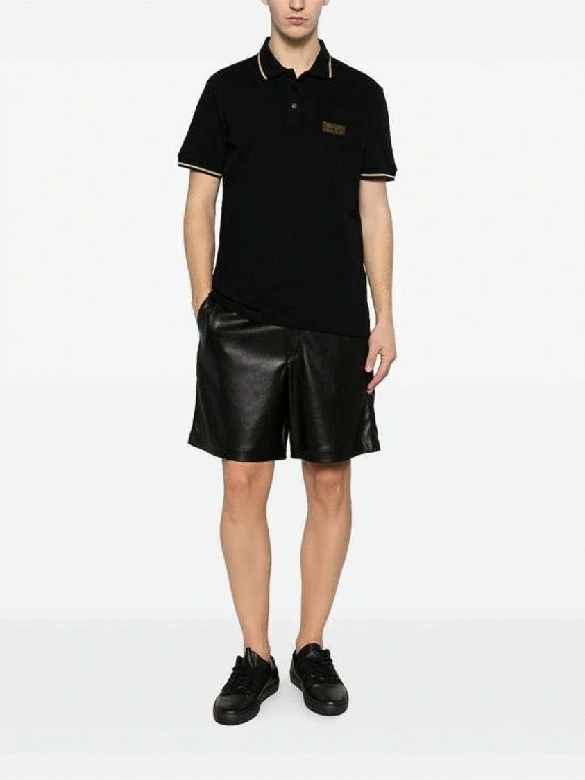 Versace Short Sleeve Black Polo Shirt