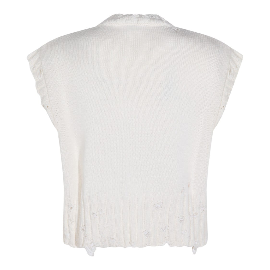 Marni Sleeveless V-Neck Sweater With Ruffled Edges
