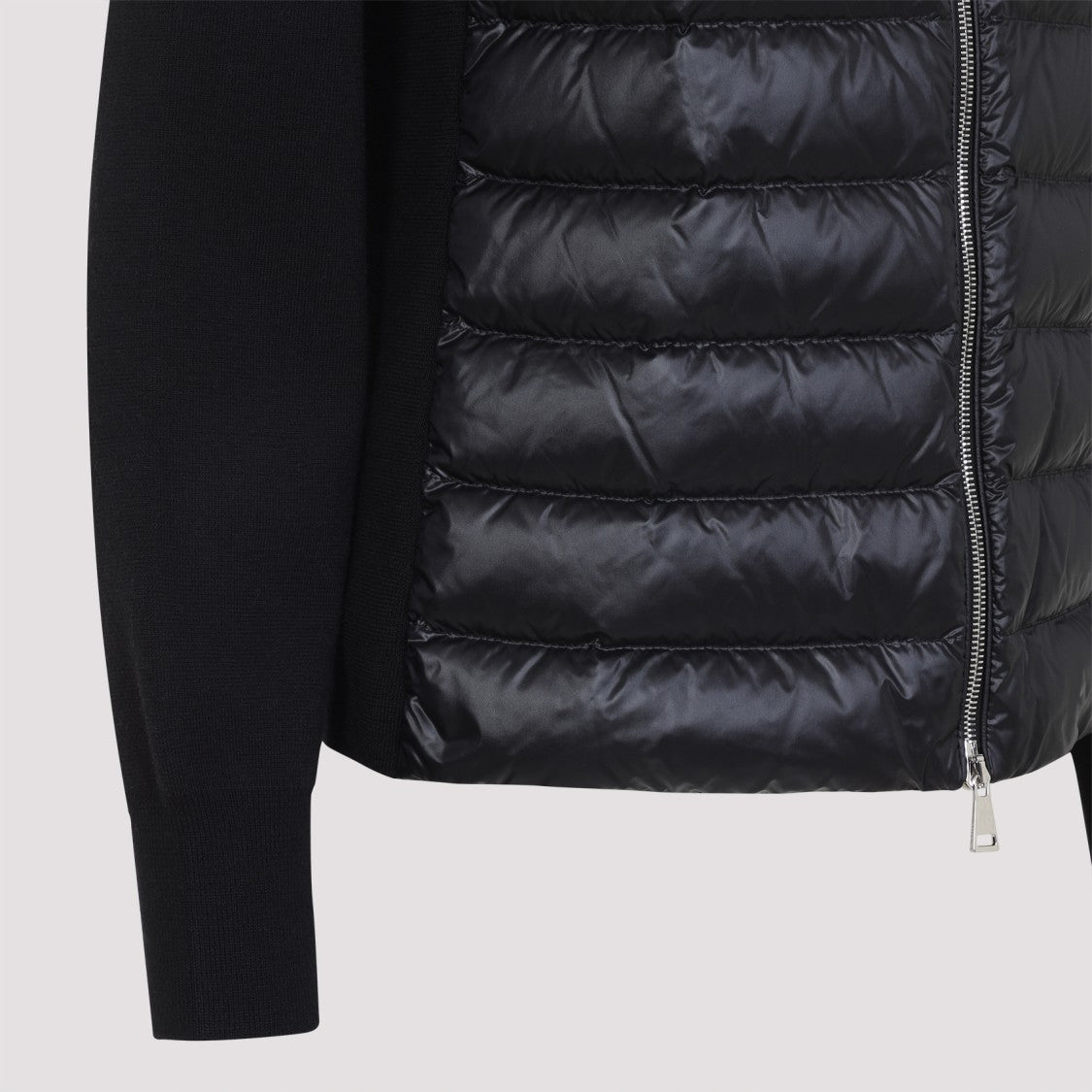 Moncler Quilted Black Jacket With Padded Panels