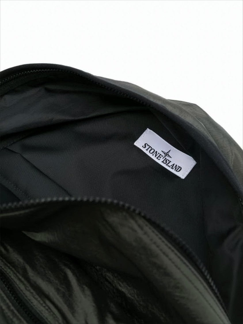 Stone Island Sleek Rounded Nylon Backpack With Adjustable Straps