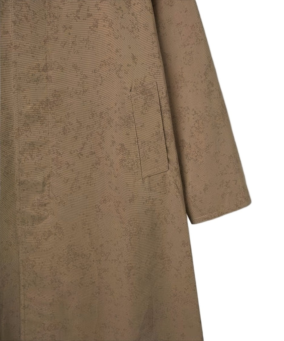 Maison Margiela Textured Brown Viscose-Rayon Coat With Classic Collar And Central Vent