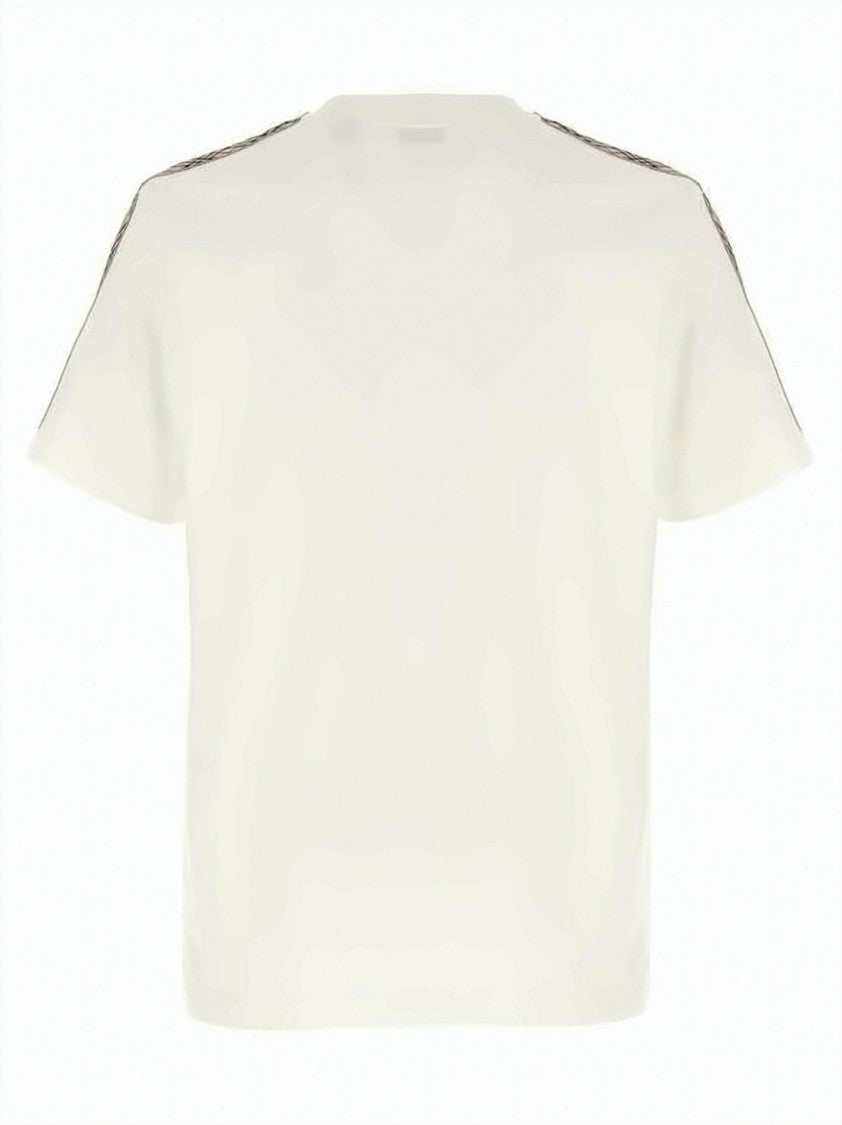 Burberry Cotton T-Shirt With Check-Trimmed Shoulders And Sleeves