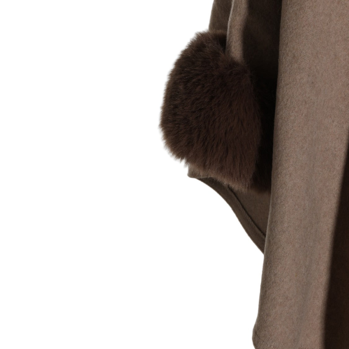 Twin-Set Plush Fur Trim Cape Jacket