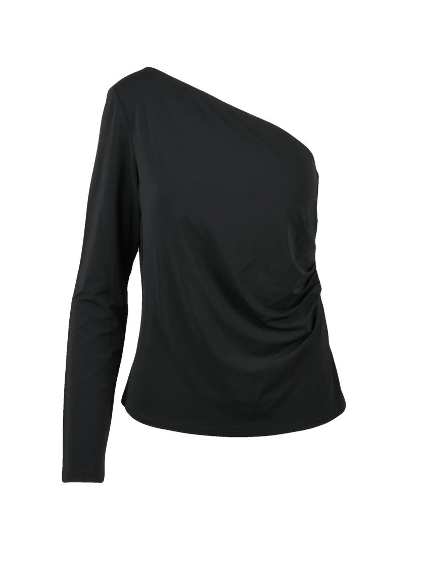 Max Mara One-Shoulder Black Lycra Top