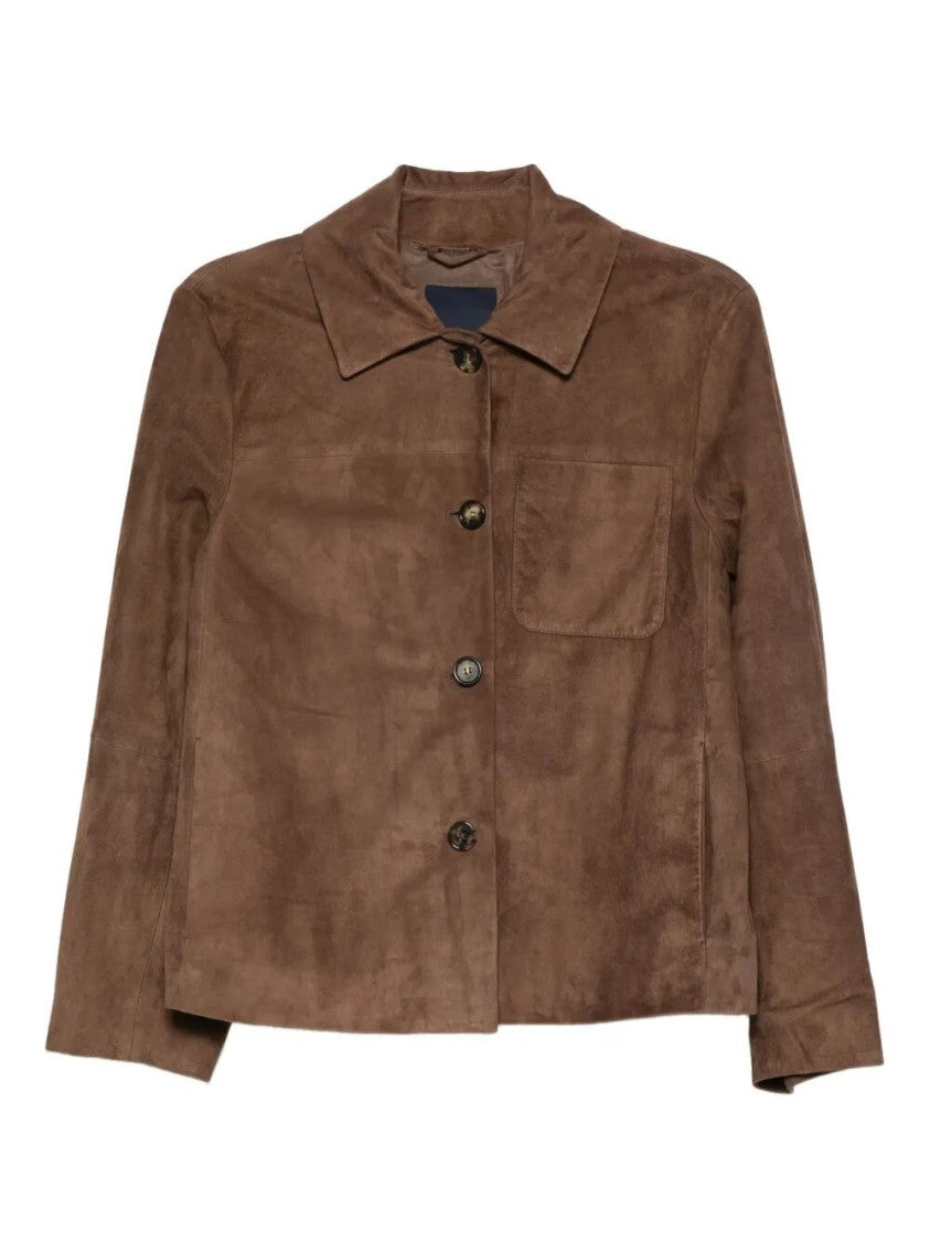 Max Mara Tailored Brown Lambskin Leather Jacket