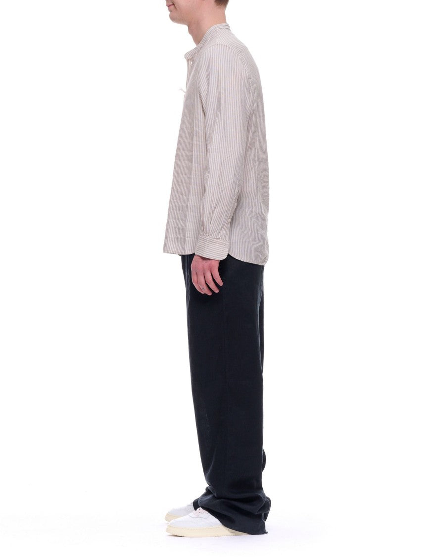 Cellar Door Black Relaxed Fit Owen Linen Trousers
