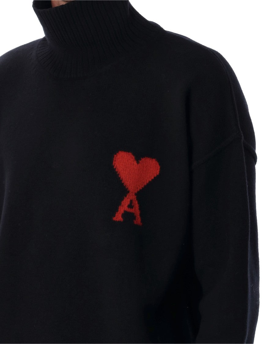 Ami Paris Red Adc High Neck Sweater