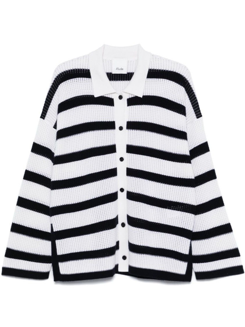 Allude Relaxed Fit Striped Cashmere Shirt