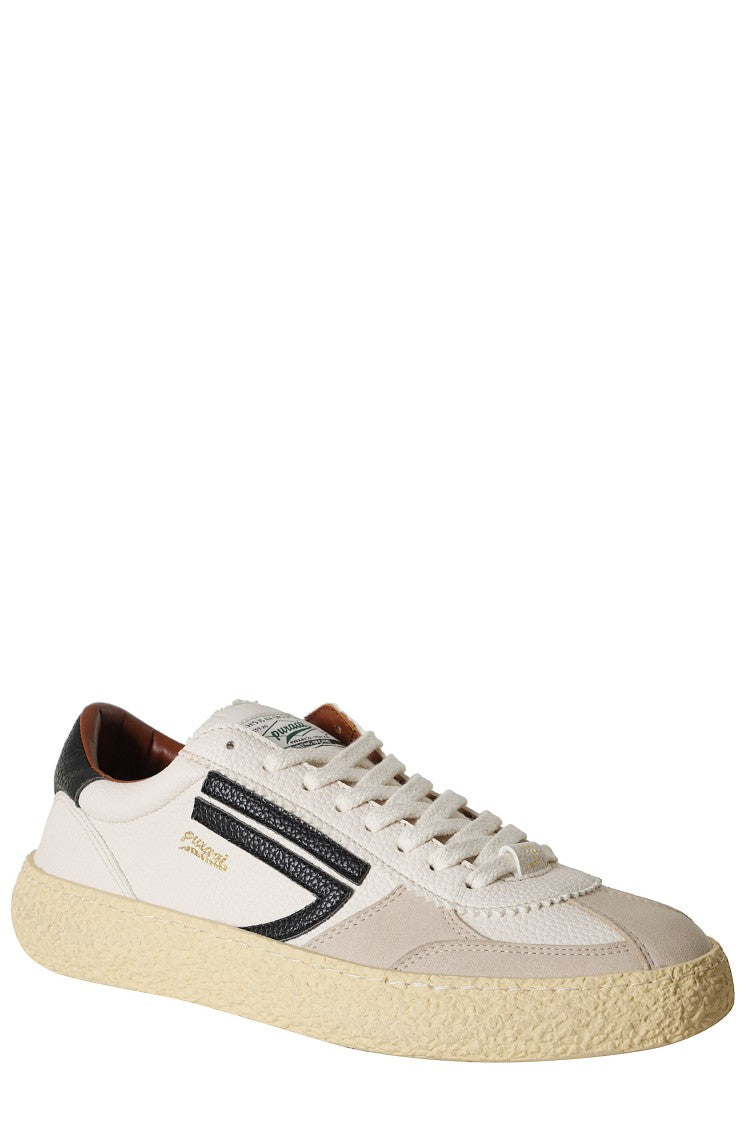 Puraai White 1.01 Vintage Logo Details Leather Rubber Sneakers