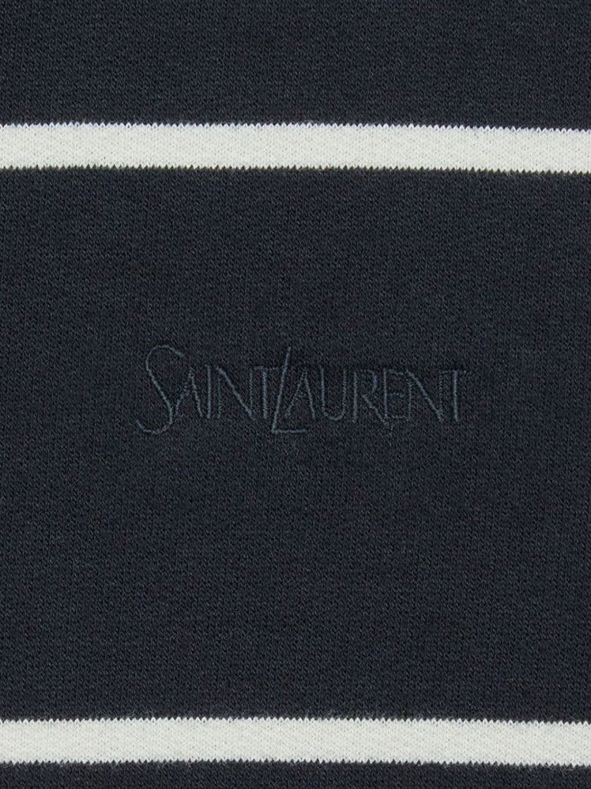 Saint Laurent Black Hoodie Horizontal Stripe Hoodie