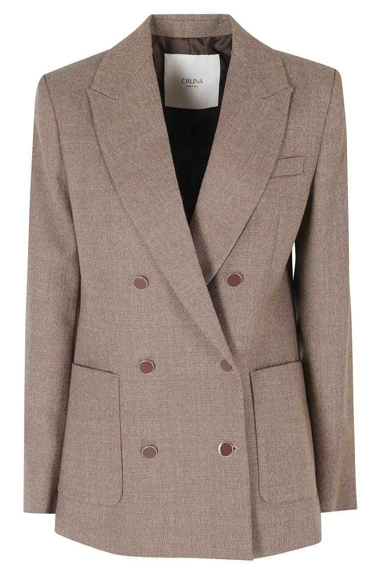 Cruna Brown Oversized Double-Breasted Wool Blazer