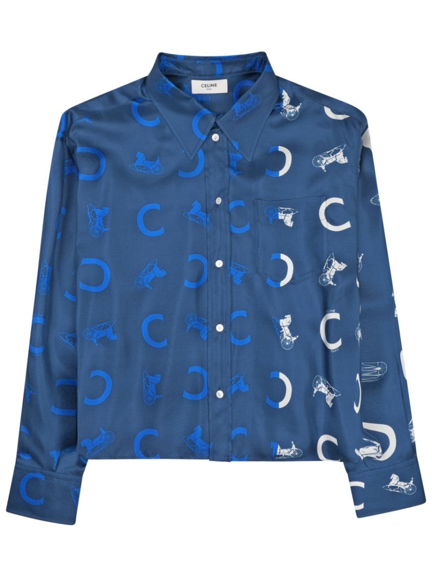 Celine Cropped Twill Silk Equestrian Shirt