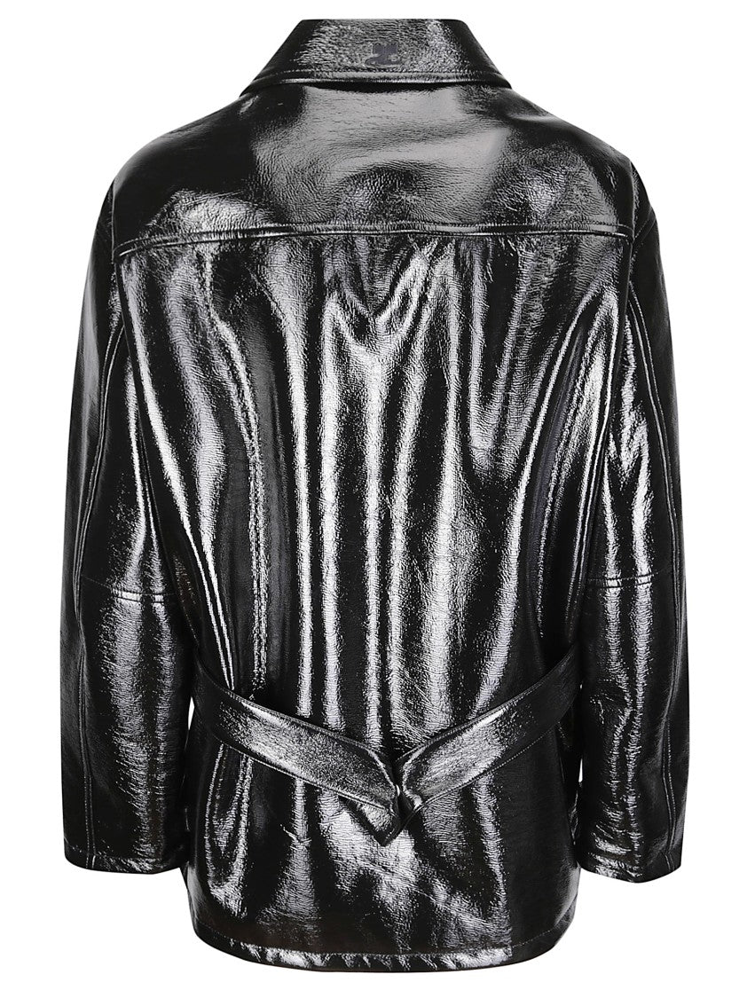 Courrèges Zipped Vinyl Maxi Bomber Jacket