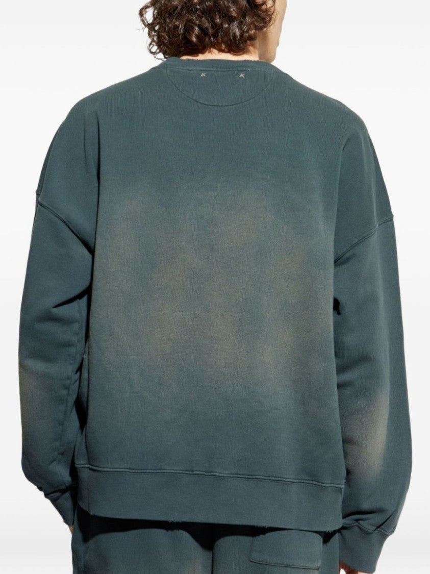 Golden Goose Moss Green Dyed Cotton Crewneck Sweatshirt