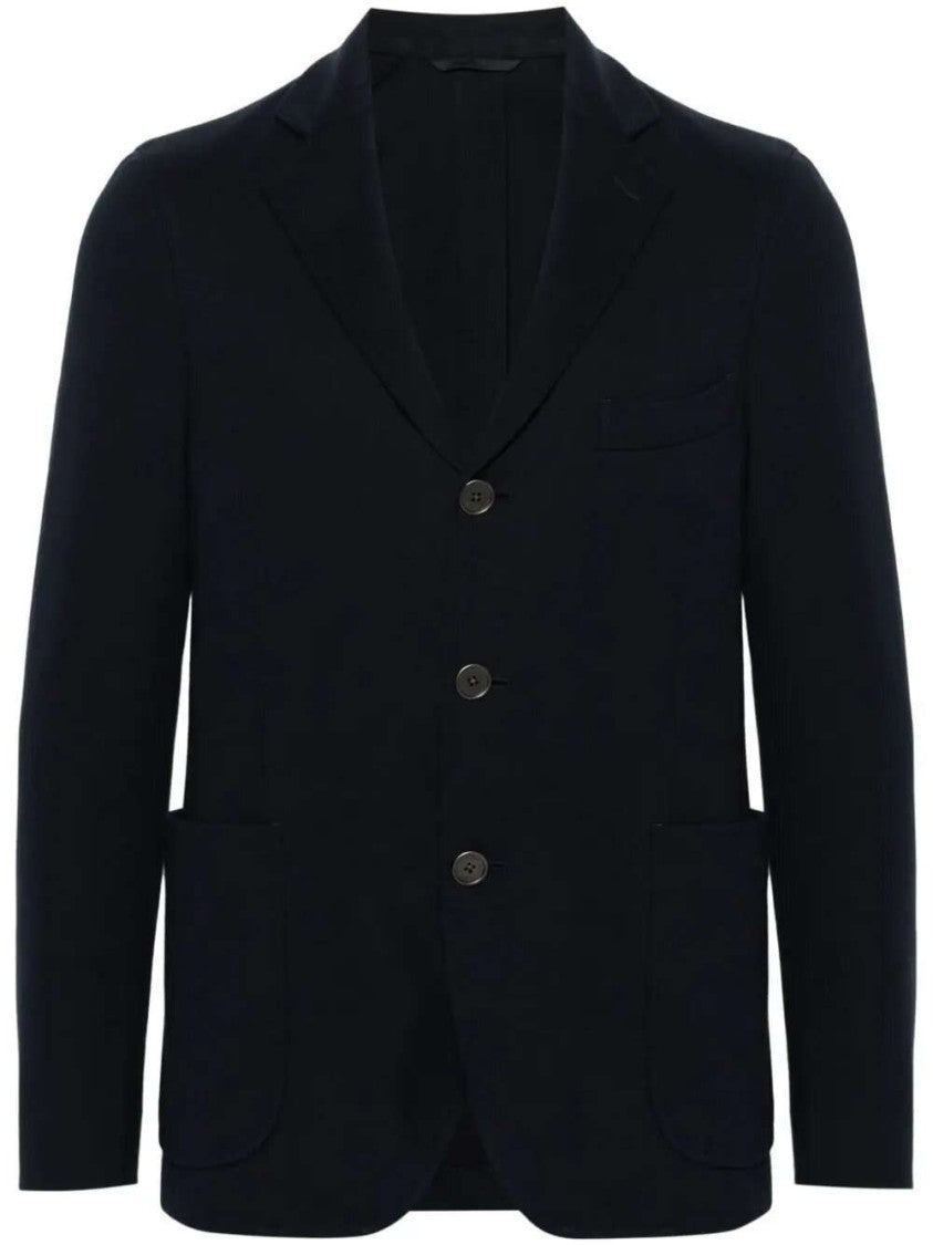 Peserico Blue Single-Breasted Cotton Blazer