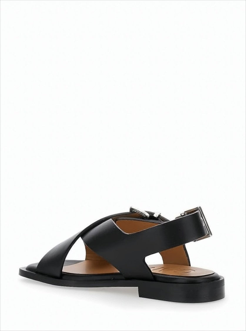 Ganni Crisscross Sandals With Adjustable Ankle Strap