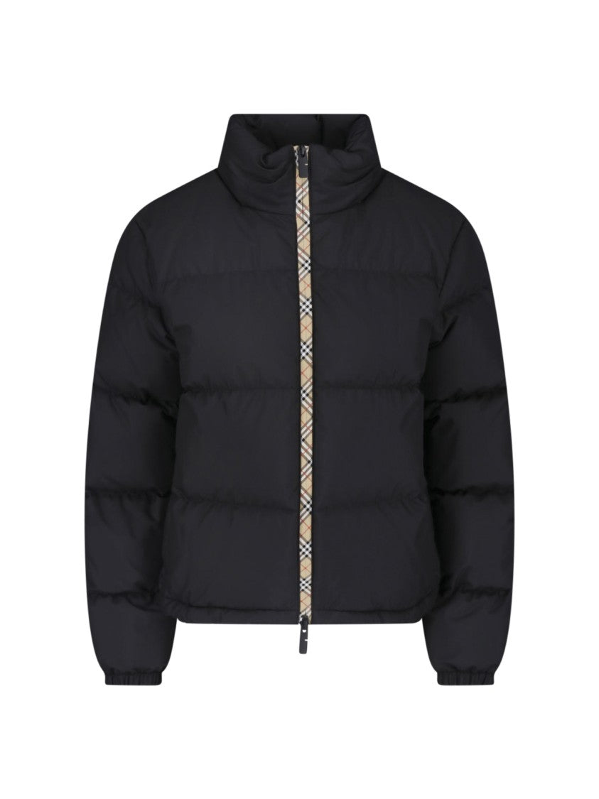 Burberry Black Hooded Check Down Jacket