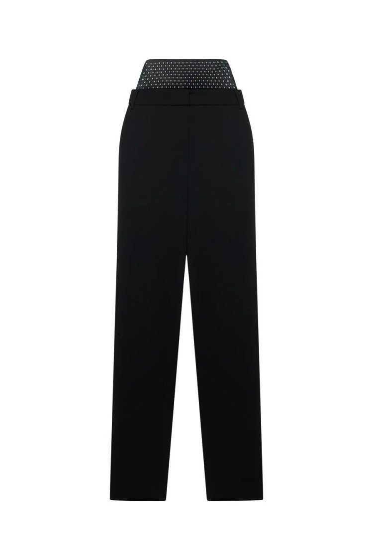 Simona Corsellini Black Cotton-Blend Straight-Leg Pants