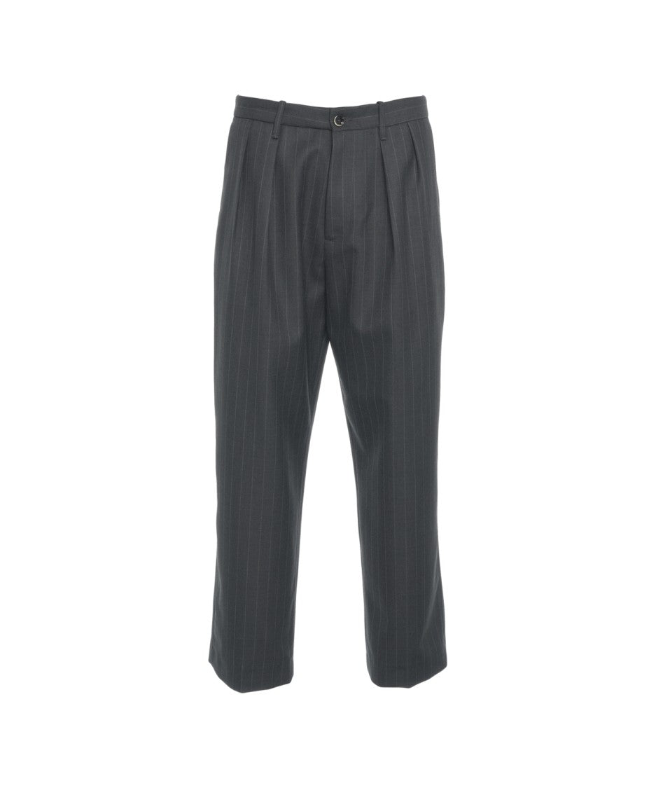Nine In The Morning Refined Pinstripe Pleated Trousers