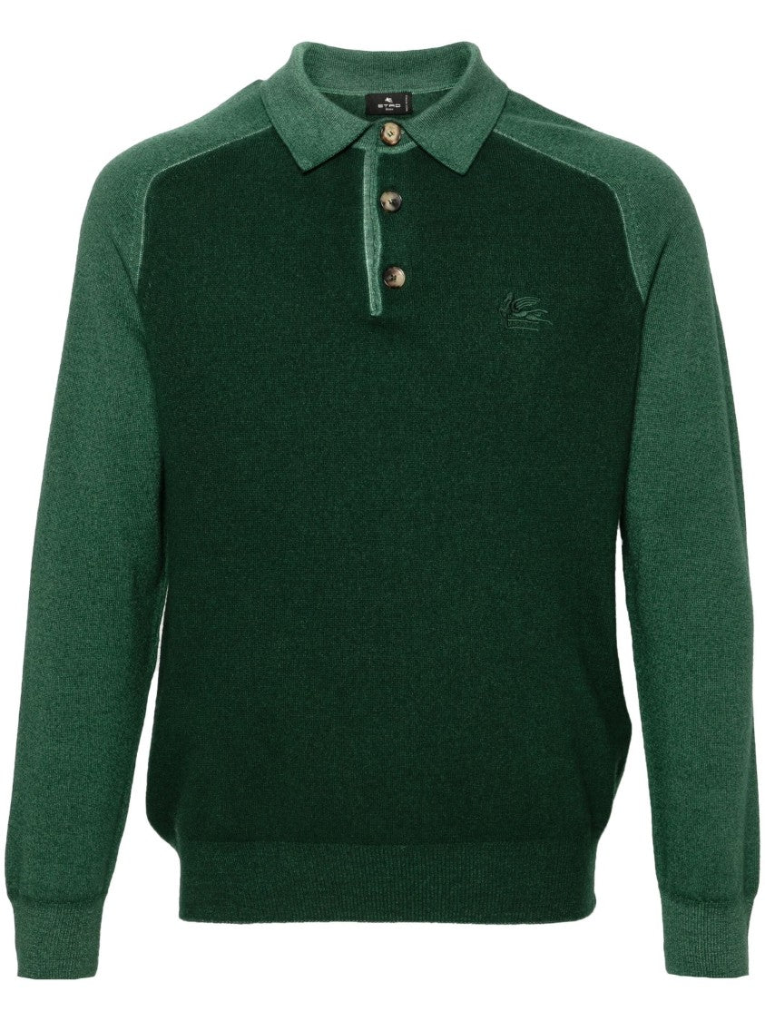 Etro Long Sleeve Polo Shirt With Ribbed Collar