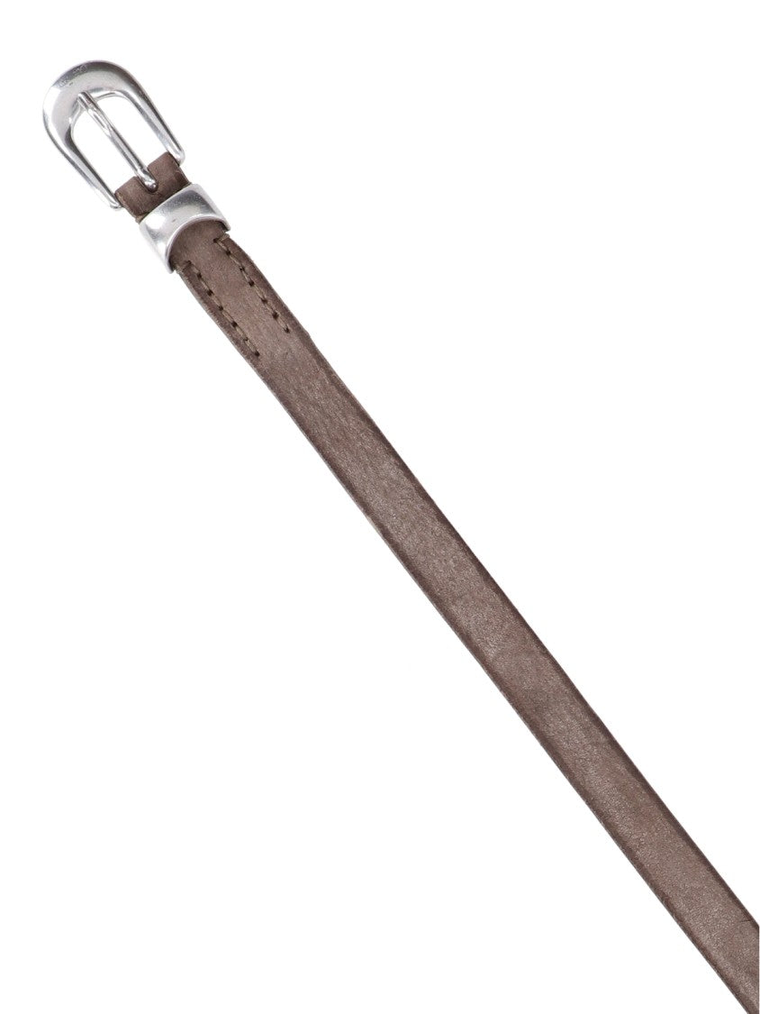 Our Legacy Brown 2Cm Silver Buckle Leather Belt