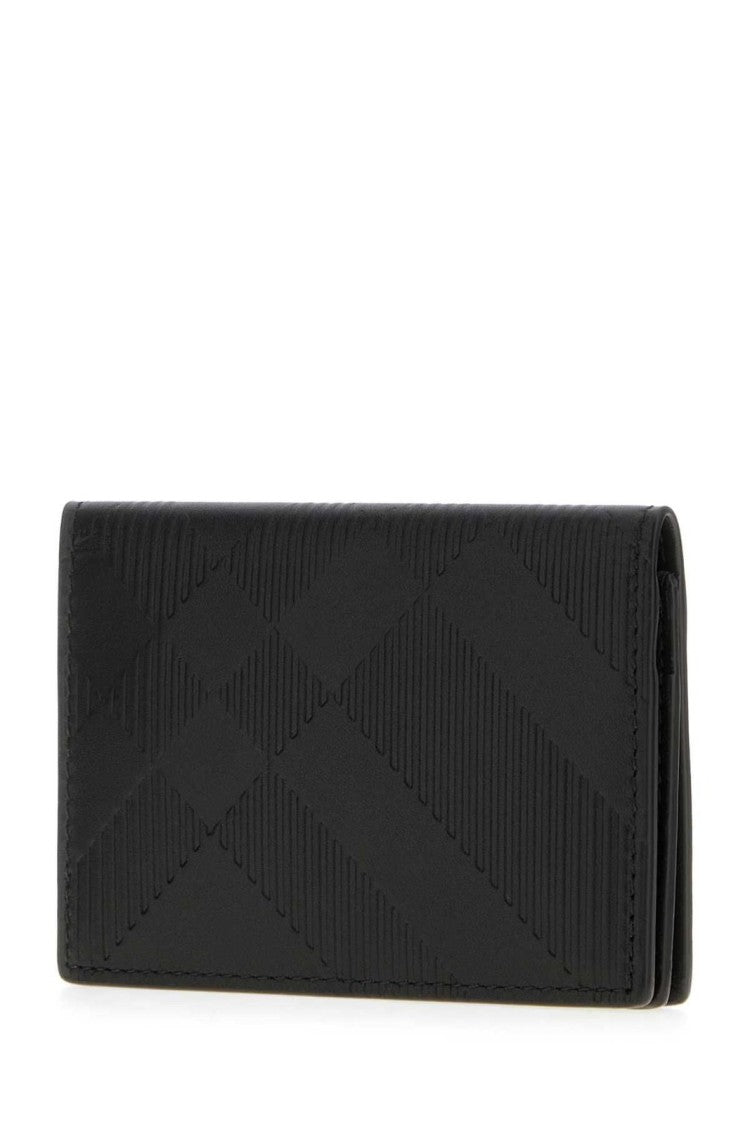 Burberry Cow Leather Card Wallet With Embossed Geometric Pattern