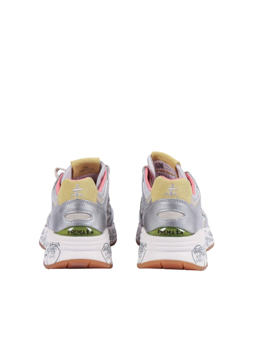 Premiata Mased Silver Metallic Graphic Sneakers