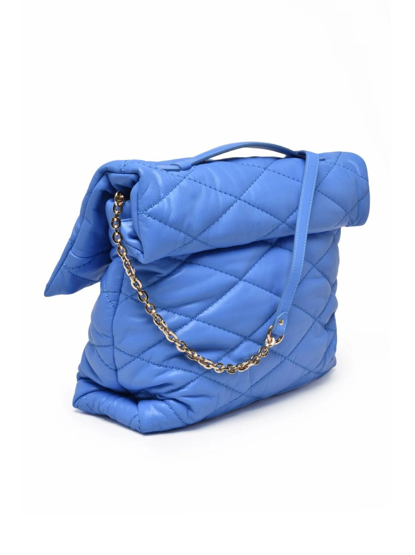 Gava Light Blue Leather Matelassé Shoulder Bag