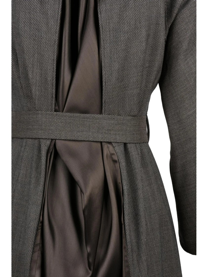 Mm6 By Maison Margiela Brown Wool Patchwork Midi Dress