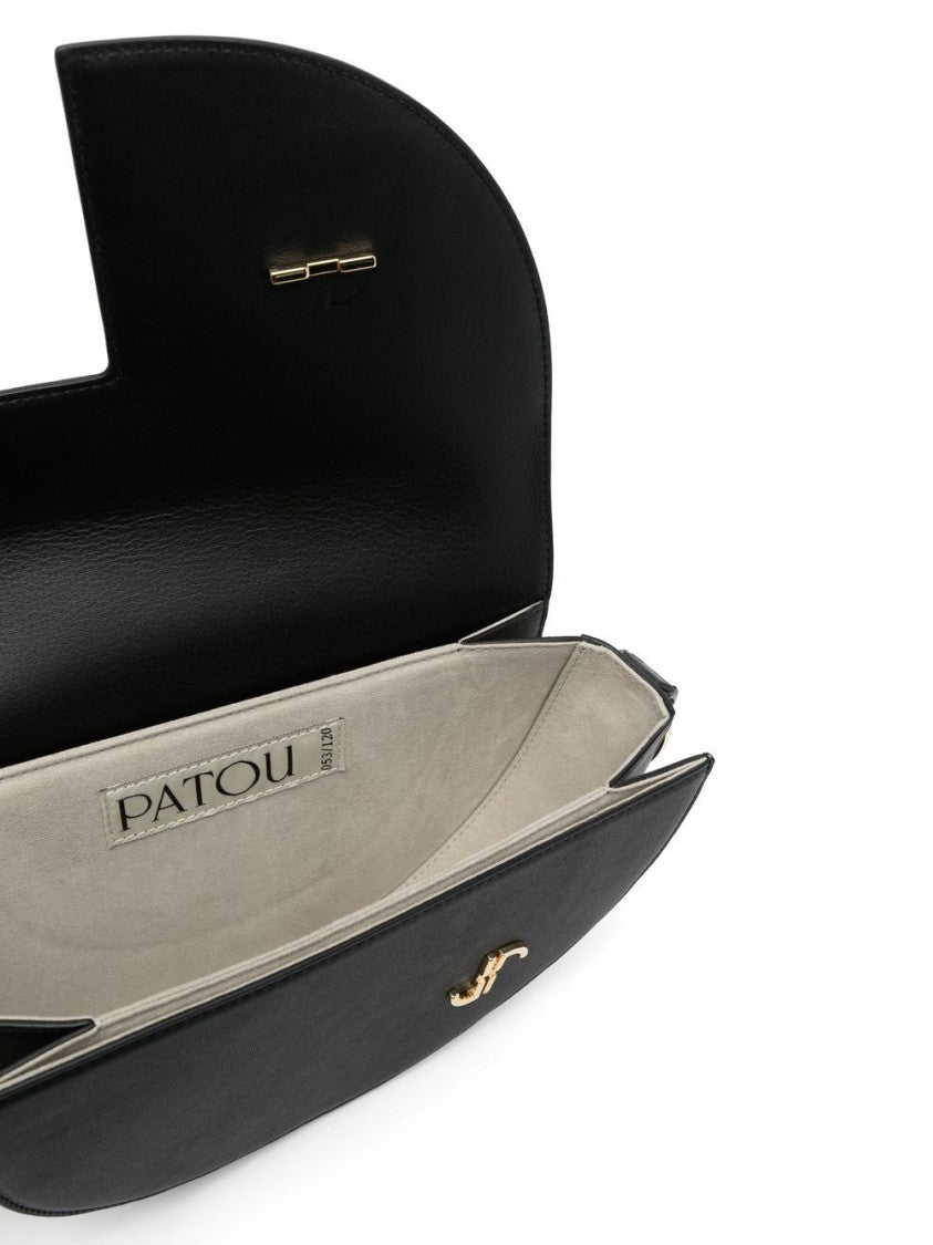 Patou Half-Moon Black Calf Leather Shoulder Bag