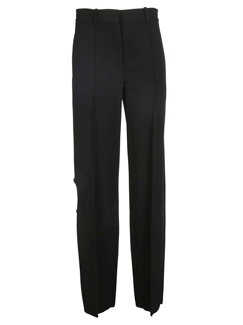 Victoria Beckham Black Viscose Silk Straight Pants
