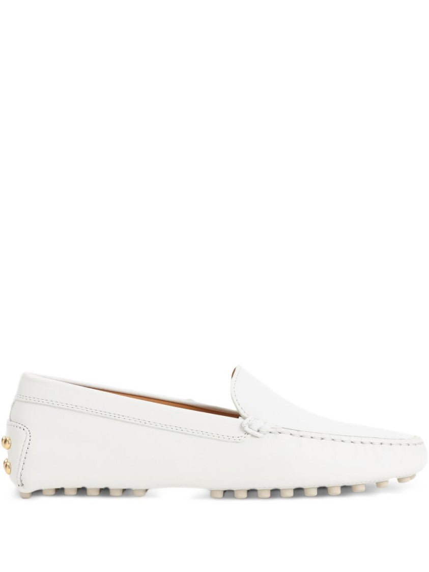Tod's Moccasin-Style White Sandals With Rubber Pebble Sole