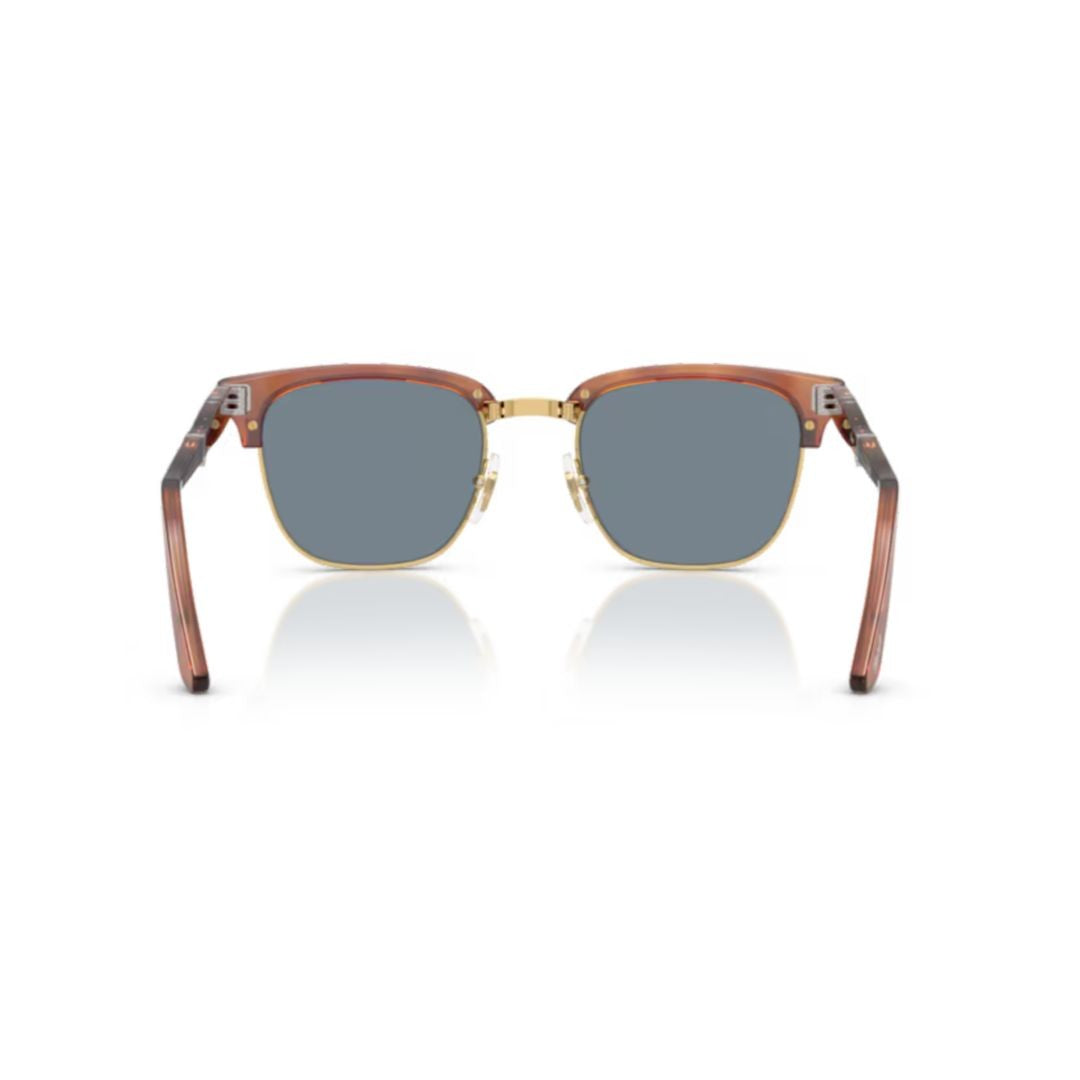 Persol 0Po3375s Classic Tortoiseshell Clubmaster Sunglasses With Gold Accents