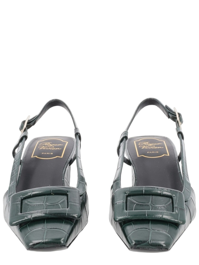 Roger Vivier Belle Vivier Night Crocodile-Embossed Slingback