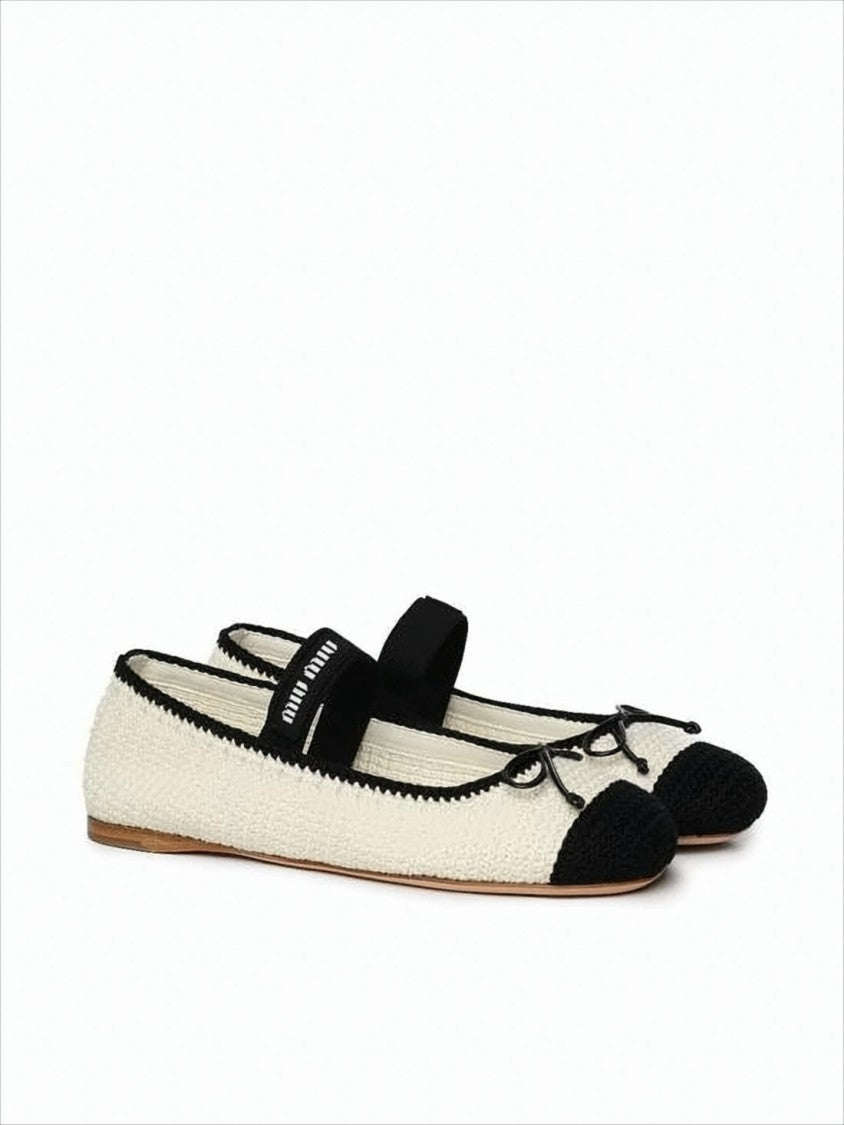 Miu Miu Textured Cotton Flat Shoes