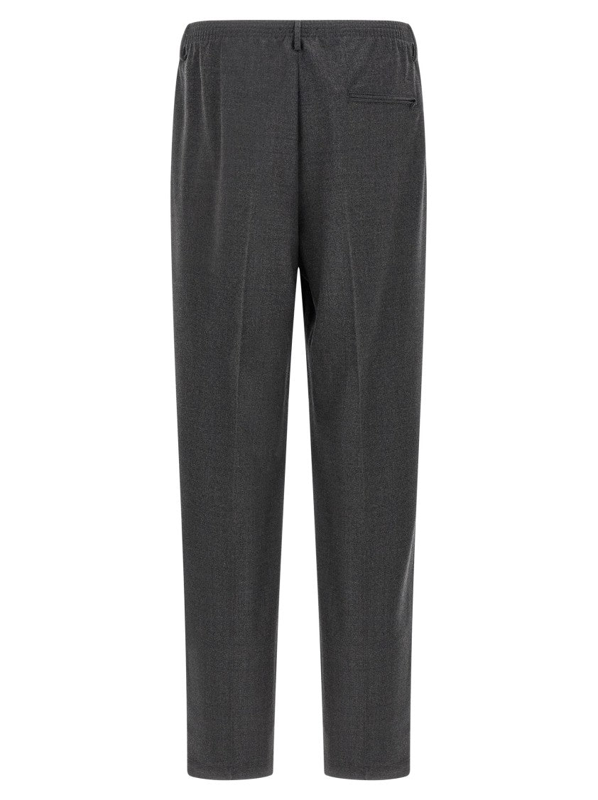 Cellar Door Mélange Wool Pants With Trompe L'oeil Flap